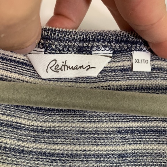 Reitmans Blue & White Striped Cropped Long Sleeve Top - Picture 6 of 7
